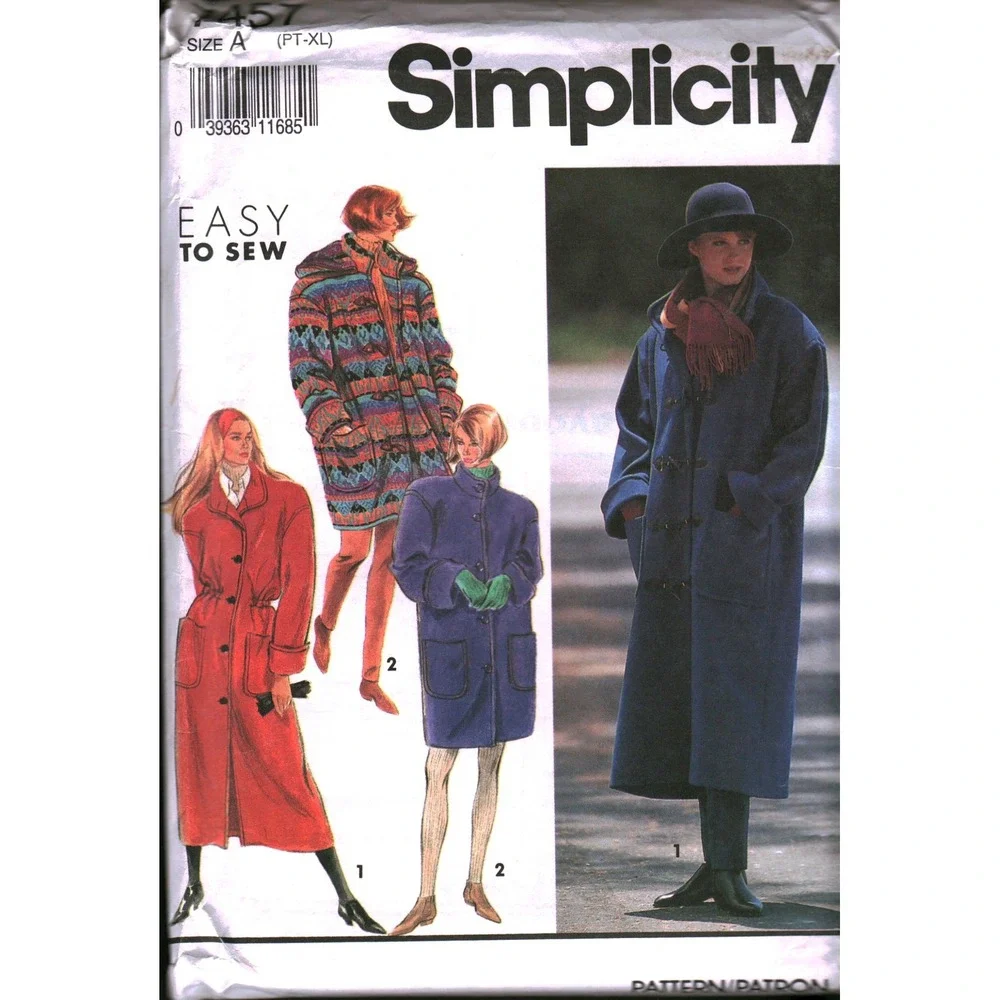 Simplicity 7457 Misses Lined Coat Detachable Hood Sewing Pattern Size PT-XL 7457